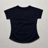 A navy blue seamless high-waist yoga set for women shown flat lay.