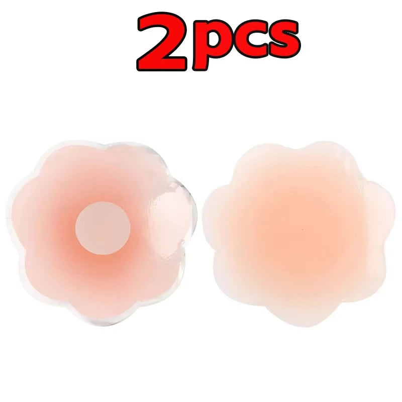 Deux cache-sein en silicone réutilisables roses pour brassière