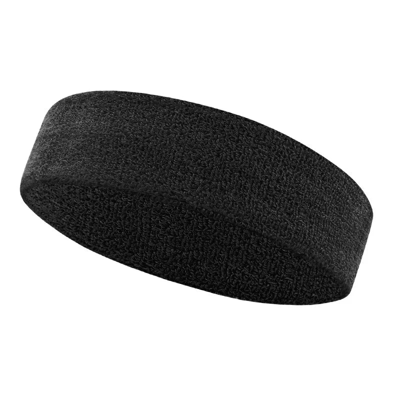 Black moisture-wicking athletic headband shown from the side.