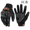 Gants tactiques noirs pour moto, pour VTT et motocross, en vue de dessus.