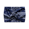 Marineblaues, gewickeltes, breites Stirnband mit weißem Paisley-Muster