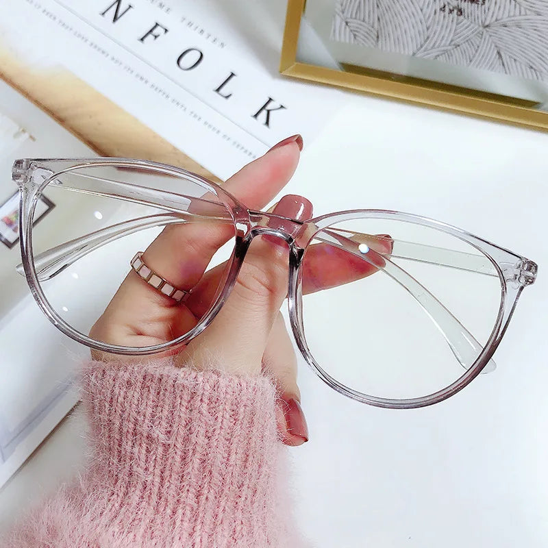 Women's Round Frame Blue Light Blocking Myopia Glasses