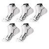 A pack of five white sports socks with black text featuring the Sportsman logo.