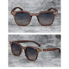 Brown wood grain polarized sunglasses with tortoiseshell frames shown in two views
