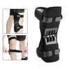 Black ergonomic knee protection booster pads shown in detail and applied to a leg.