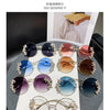 Women's Rhinestone Oversized Round Sunglasses with UV400 Protection