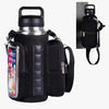 A black magnetic accessory holder designed to secure a smartphone and water bottle.