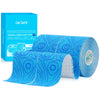 Rolls of blue kinesiology tape and a box labeled OKTAPE for muscle support