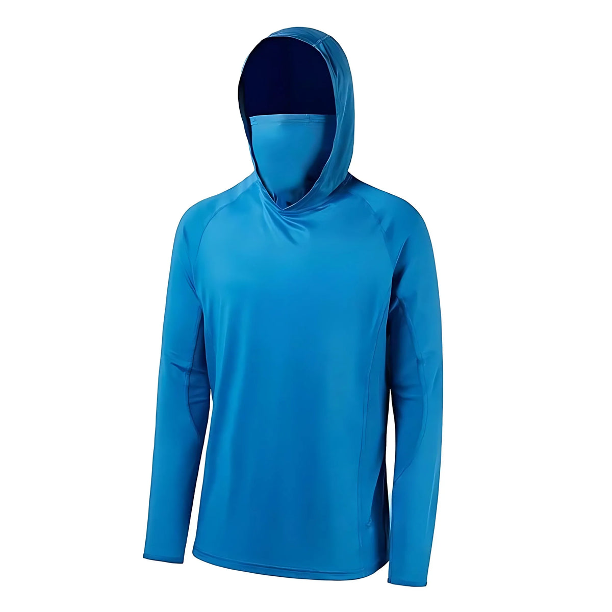 Helles blaues Herren-Outdoor-Sonnenschutz-Langarmshirt mit Kapuze