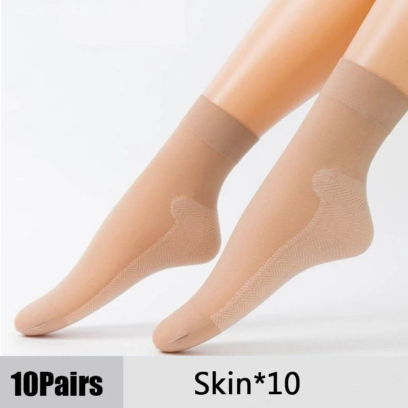 Ten pairs of nude colored ultra-thin breathable ankle socks shown on a white background.