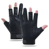 A pair of black tactical anti-slip outdoor gloves shown against a white background.