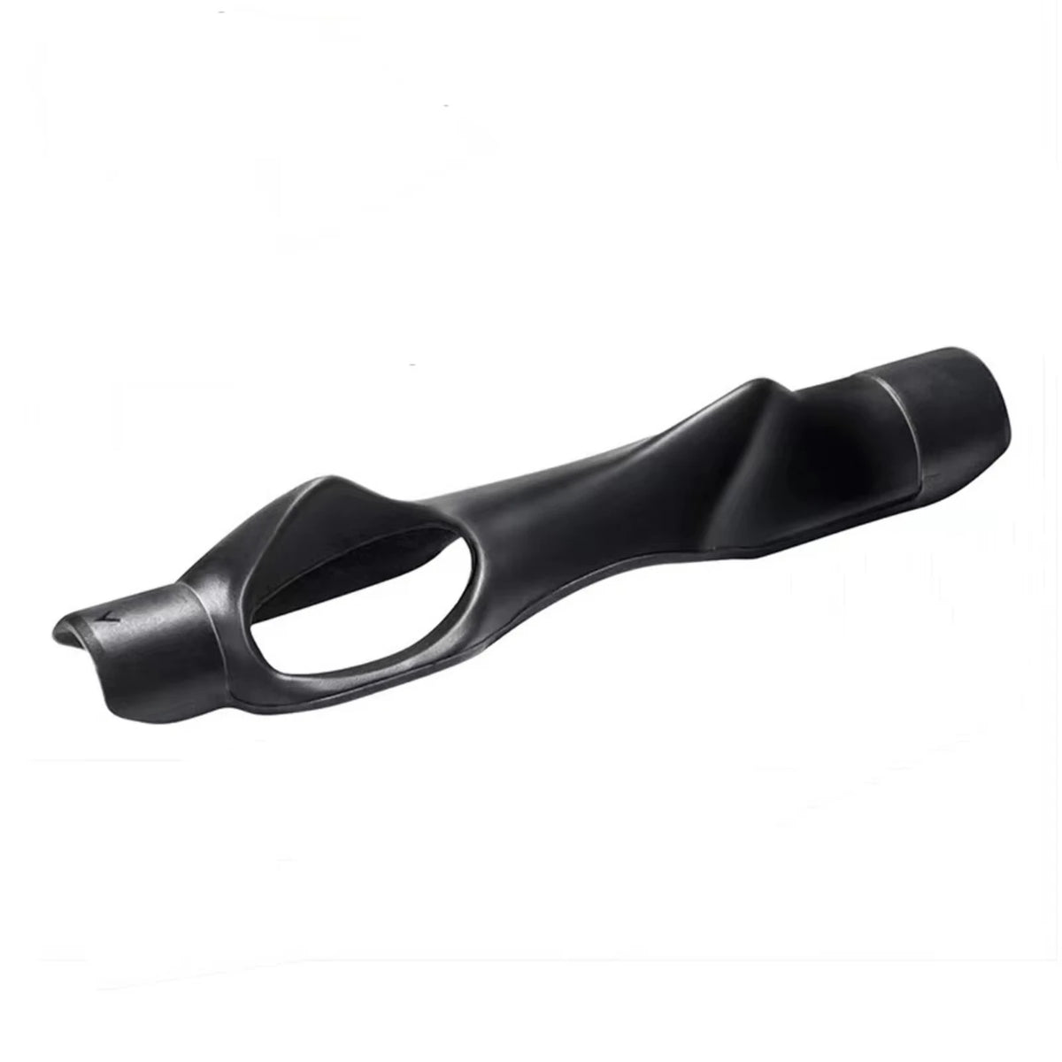 Black portable golf swing grip trainer designed for practice and training.