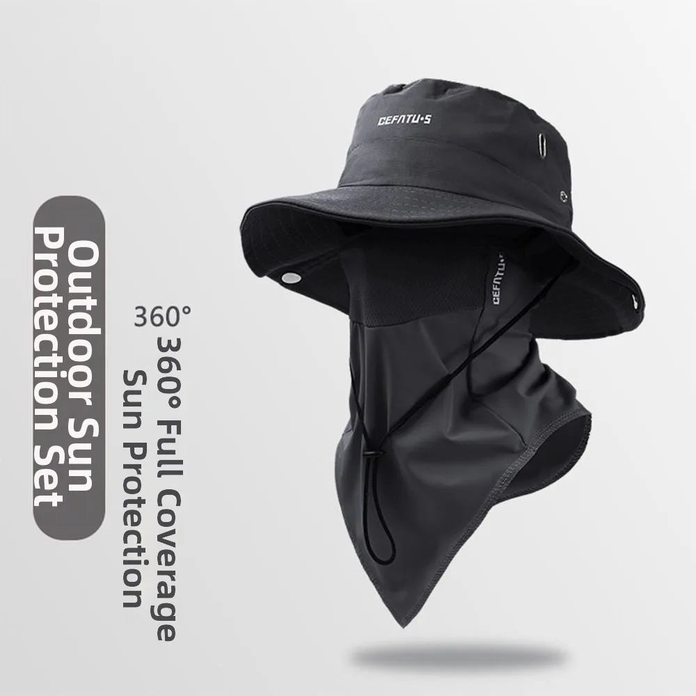 Breathable Fisherman Hat with Detachable Face Mask