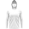 Weißes Herren-Outdoor-Sonnen-Schutzkleid mit Kapuze.