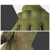 Gants tactiques sport vert olive, gros plan, détails du tissu texturé et des coutures.