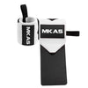 Black and white wrist support wraps with the initials MKAS