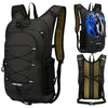 Black multipurpose outdoor backpack designed for hiking and sports activities