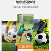 A pair of black latex football gloves being used by an adult in a soccer field.