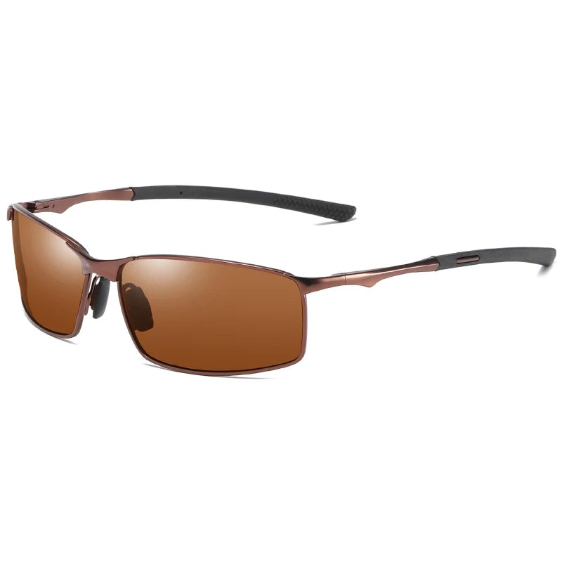 Polarized Square Sunglasses for Men with Metal Frame