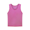 A bright pink breathable mesh soccer training vest.