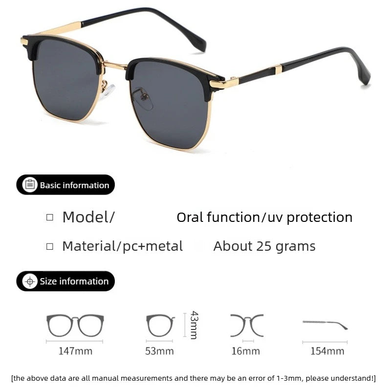 Vintage Half-Frame Sunglasses with UV400 Protection