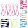 A set of five multi-functional elastic sports headbands in various shades of pink and gray.