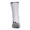 White performance sports gripping socks with a black patterned toe and cuff