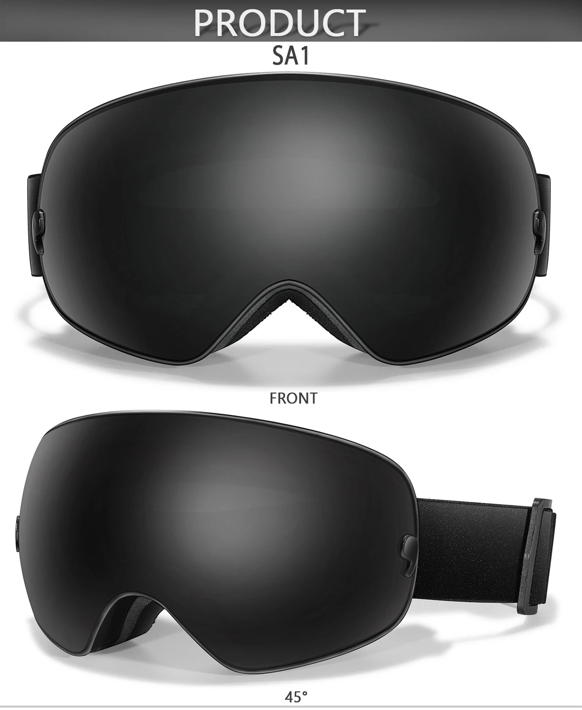 Outdoor Ski Goggles with Protective Case and Anti-Fog Lenses