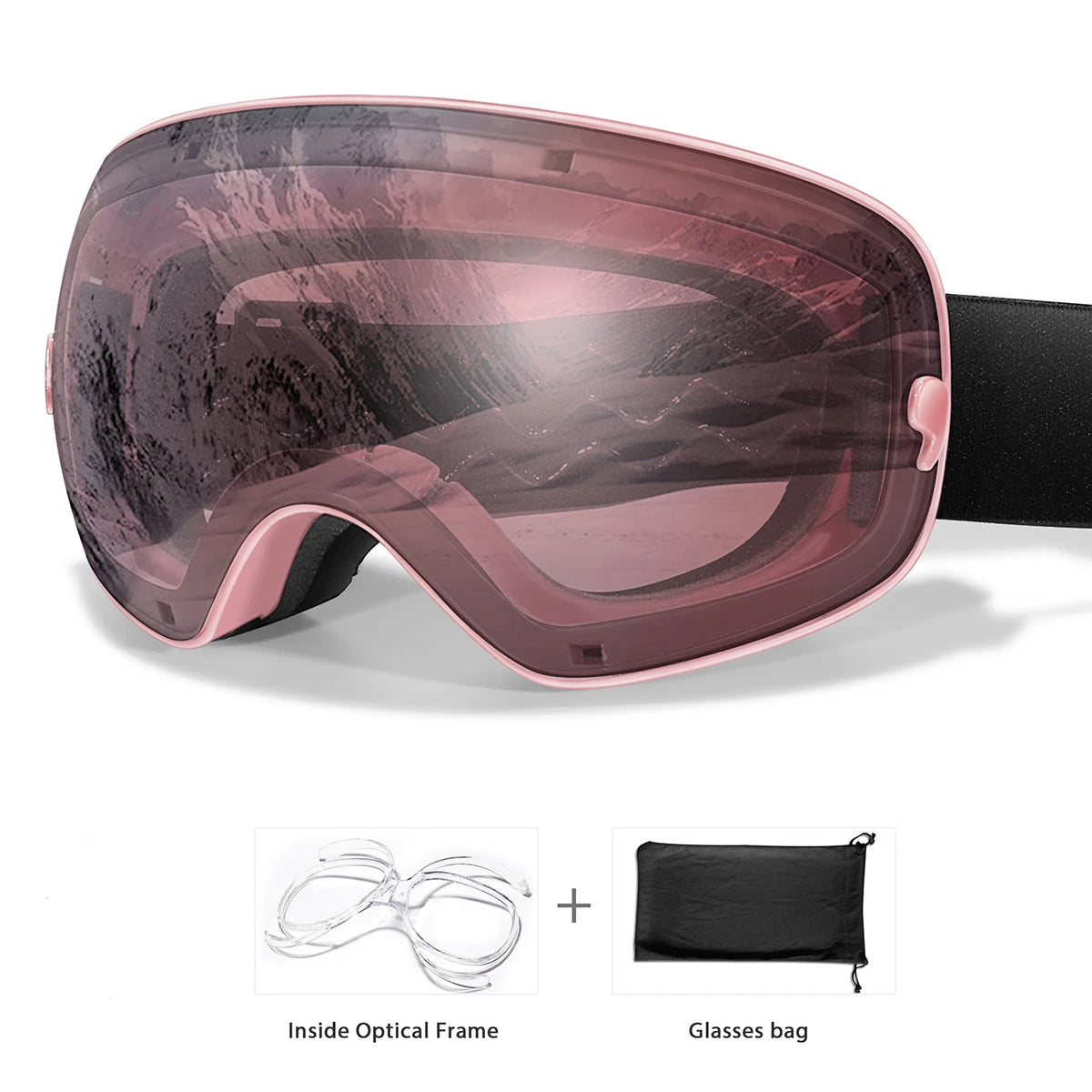 Outdoor Ski Goggles with Protective Case and Anti-Fog Lenses
