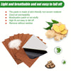 A patch made of non-woven material is shown next to ginger root and a piece of white paper.