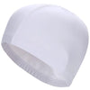 White unisex waterproof swim cap designed for long hair protection