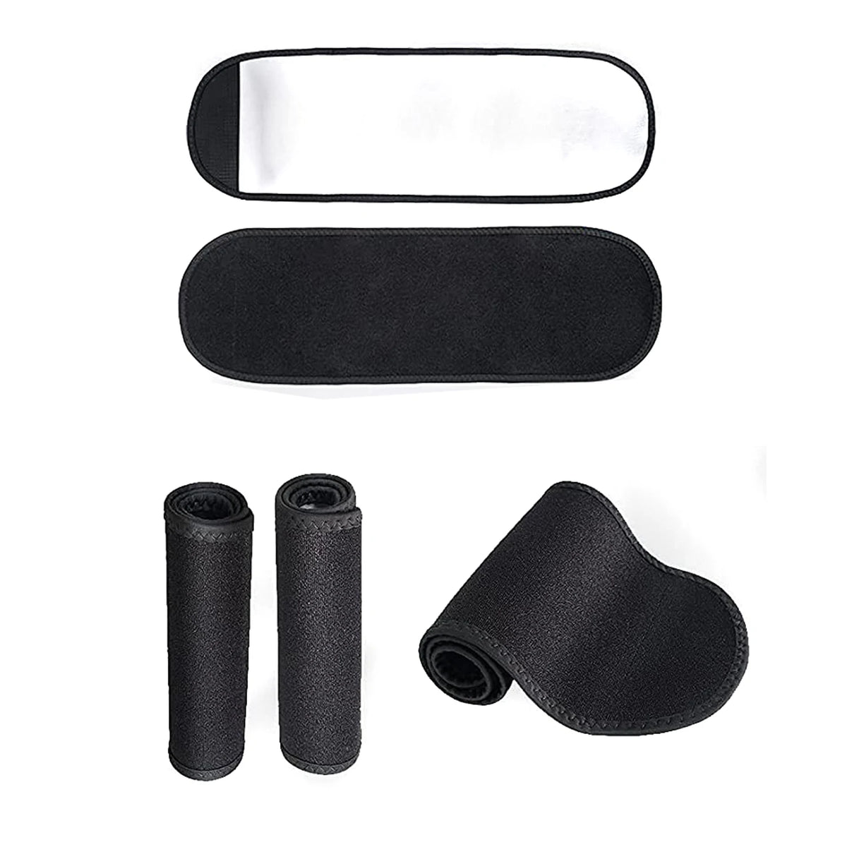Black sweat shaper arm trimmers including a flat strip and two rolled bands