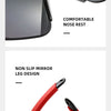 A pair of black anti-glare sports sunglasses with a comfortable nose rest and a red mirror leg design.
