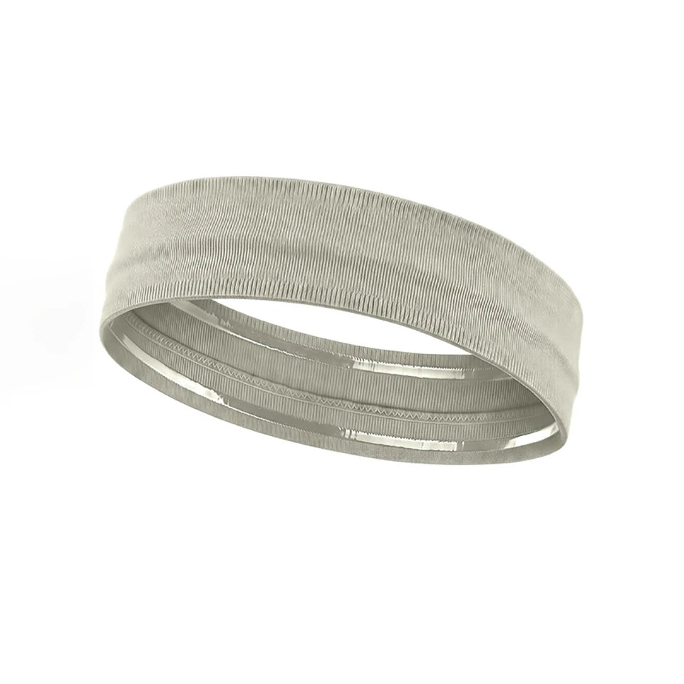 Silbergraues elastisches Sport-Headband für Haare und Fitness