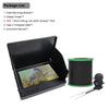 A black box containing a fishing camera and accessories, including a display screen, fishing line, and charging cable.