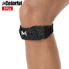 Black knee brace with a mottled gray pattern worn on the lower leg.