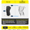 Size reference chart for a knee sleeve showing measurements for M and L sizes.