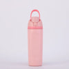 A pink stainless steel insulated fitness cup with a lid and straw is shown against a white background.