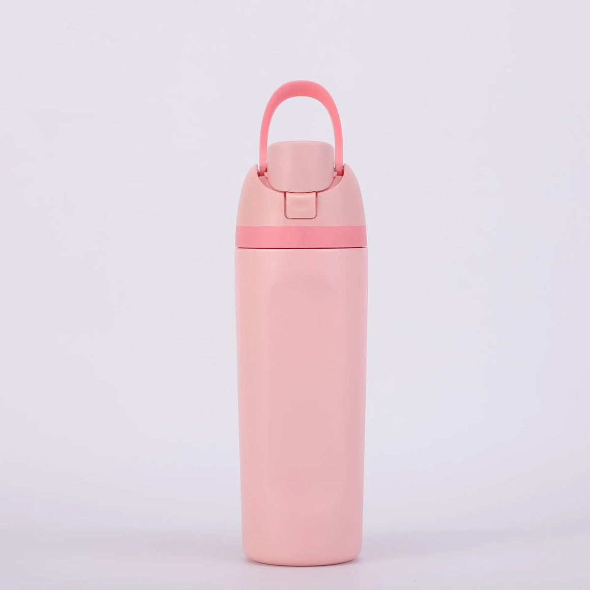 A pink stainless steel insulated fitness cup with a lid and straw is shown against a white background.