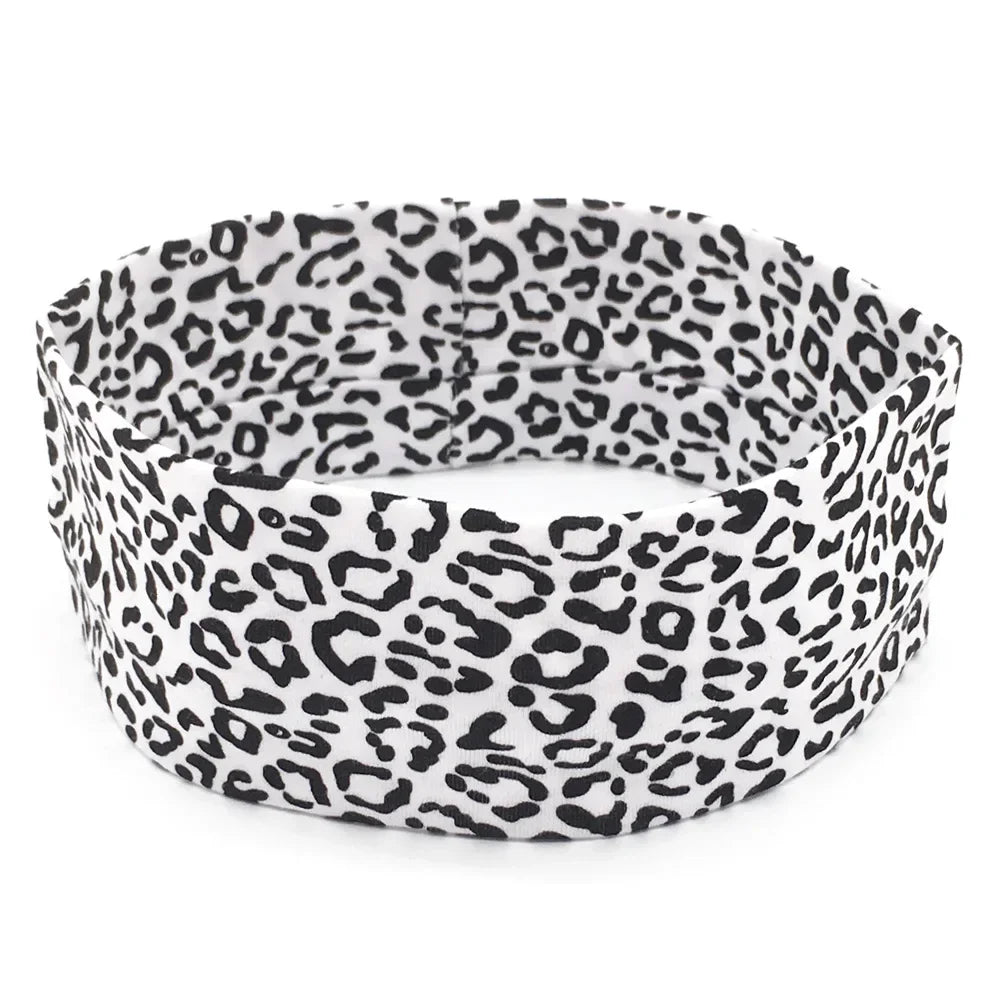 Black and white leopard print women's sports headband