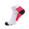 Ankle compression socks featuring white and pink stripes with black accents