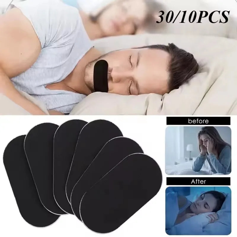 Comparaison avant et après des bandes buccales médicales anti-ronflements pour le sommeil.