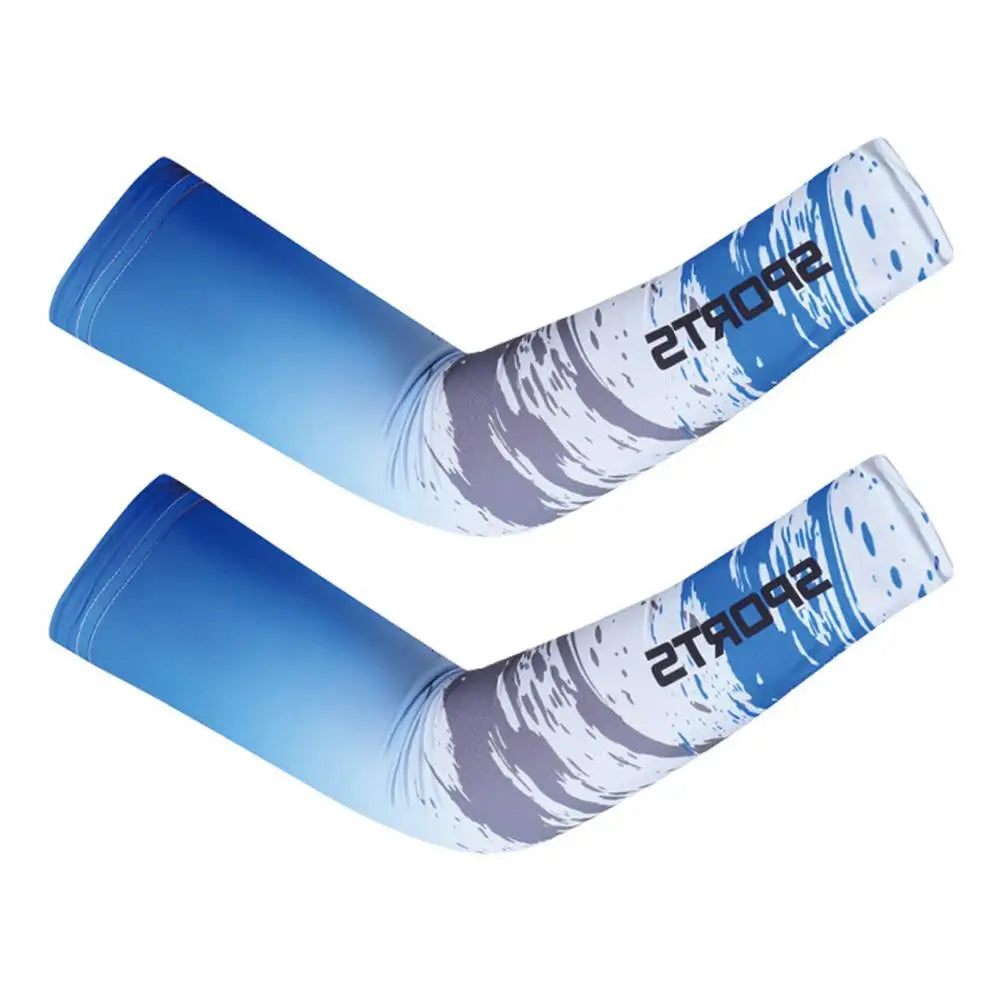 Blau-weiße Eisseide-Ärmel mit Wellenmuster zum UV-Schutz