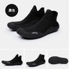 Black summer quick-dry slip-on beach and gym shoes shown from the side and top view.