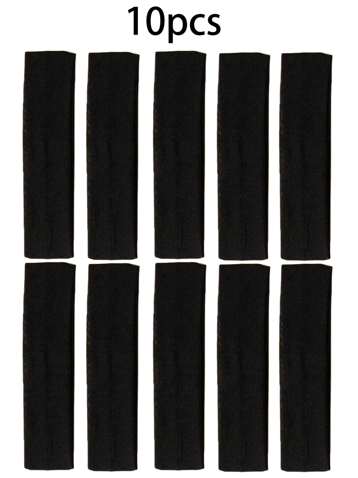 Zehn schwarze elastische Stirnbänder für Fitness und Stil