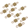 A multi-pack of tactical antenna binding buckles in tan color.