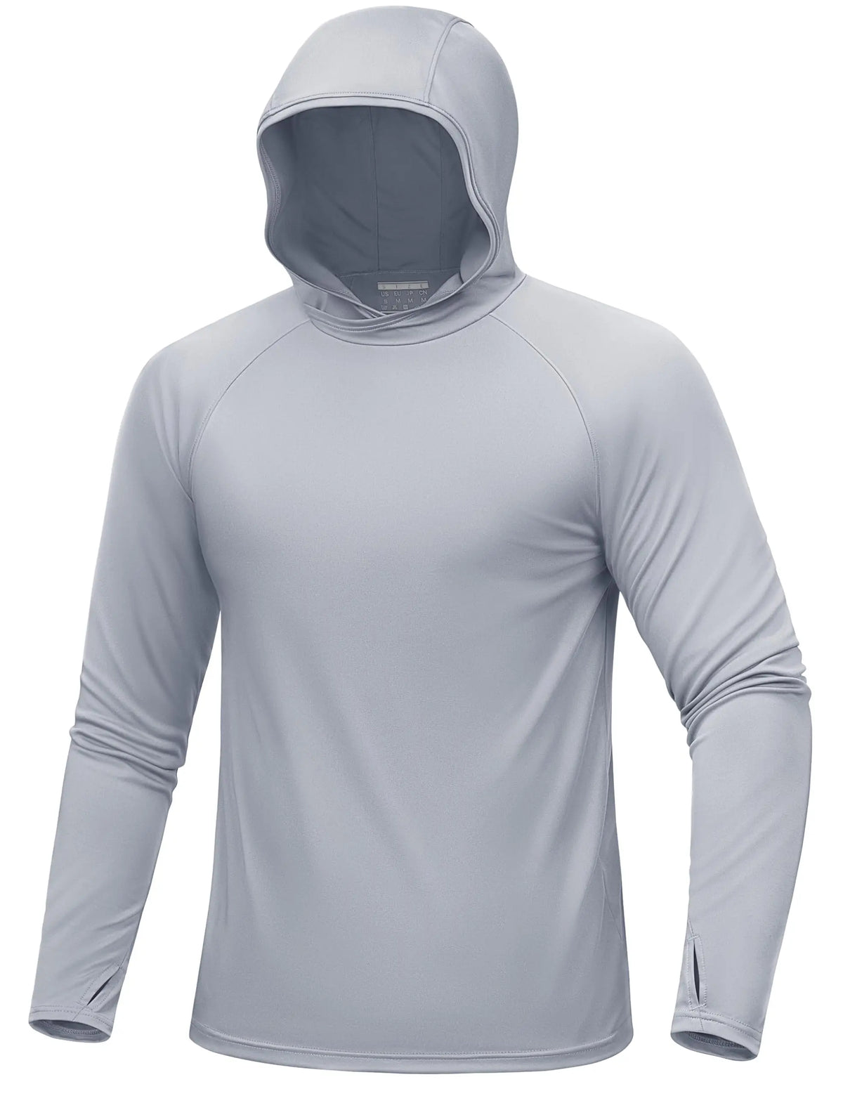 Helles graues Herrenlangarm-Hoodie mit Kapuze und teilweise Reißverschluss