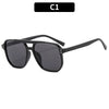 Black vintage square sunglasses with a double bridge and black arms