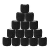 A stack of black cohesive elasticity adhesive bandages for sports and first aid.