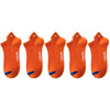 A set of orange men's breathable ankle boat socks displayed side by side.